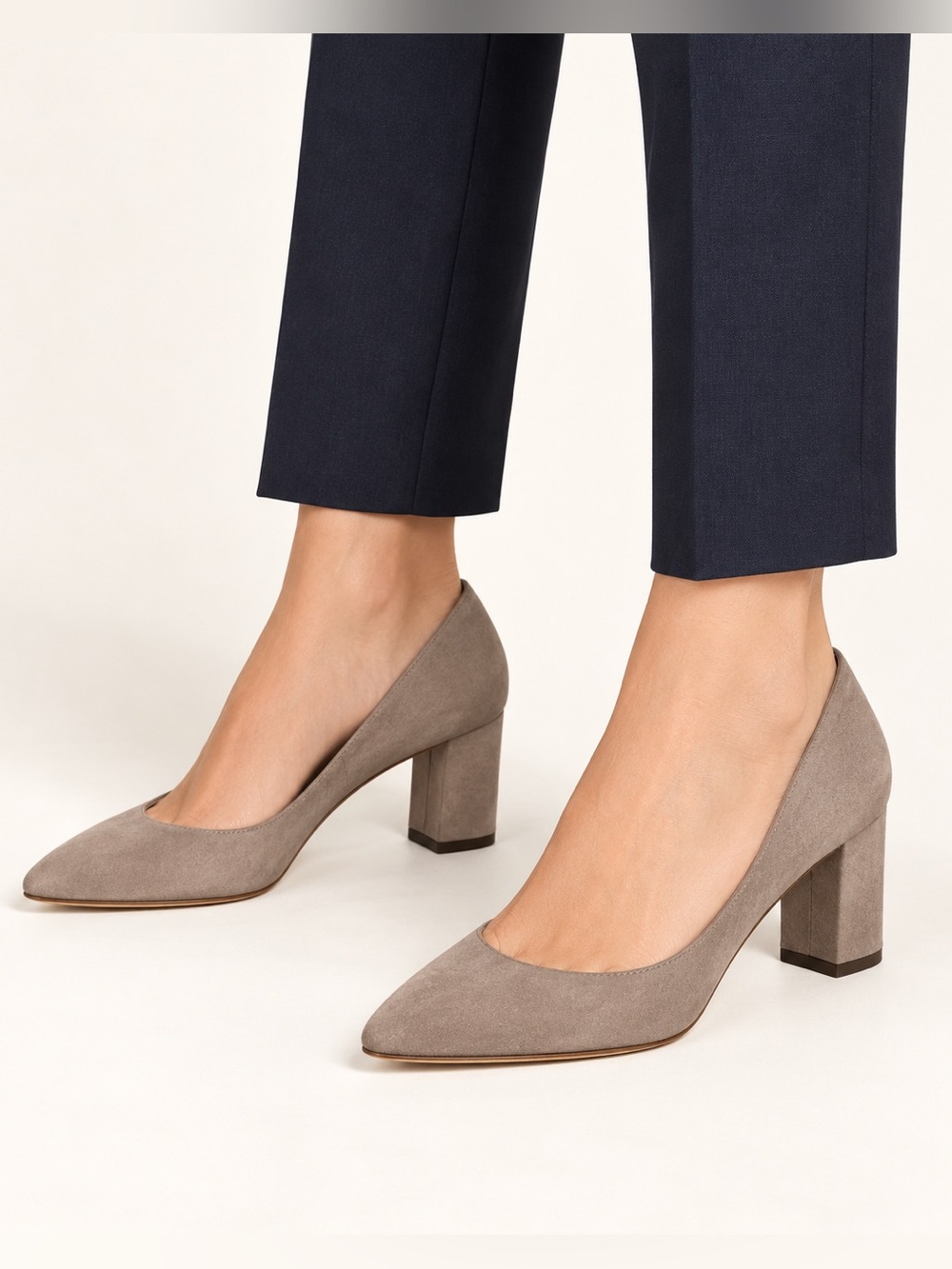 M. Gemi The Lustro 70Mm Heels in Light Mushroom Suede Women's Sz. 36.5 (US 6.5)